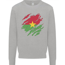Torn Burkina Faso Flag Day Football Kids Sweatshirt Jumper Sports Grey