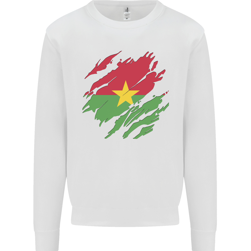 Torn Burkina Faso Flag Day Football Kids Sweatshirt Jumper White