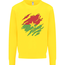 Torn Burkina Faso Flag Day Football Kids Sweatshirt Jumper Yellow
