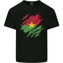 Torn Burkina Faso Flag Day Football Kids T-Shirt Childrens Black