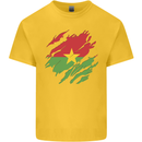 Torn Burkina Faso Flag Day Football Kids T-Shirt Childrens Yellow