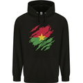Torn Burkina Faso Flag Day Football Mens 80% Cotton Hoodie Black