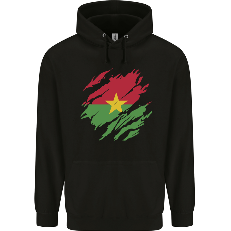 Torn Burkina Faso Flag Day Football Mens 80% Cotton Hoodie Black