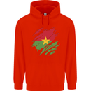 Torn Burkina Faso Flag Day Football Mens 80% Cotton Hoodie Bright Red