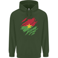 Torn Burkina Faso Flag Day Football Mens 80% Cotton Hoodie Forest Green