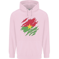 Torn Burkina Faso Flag Day Football Mens 80% Cotton Hoodie Light Pink