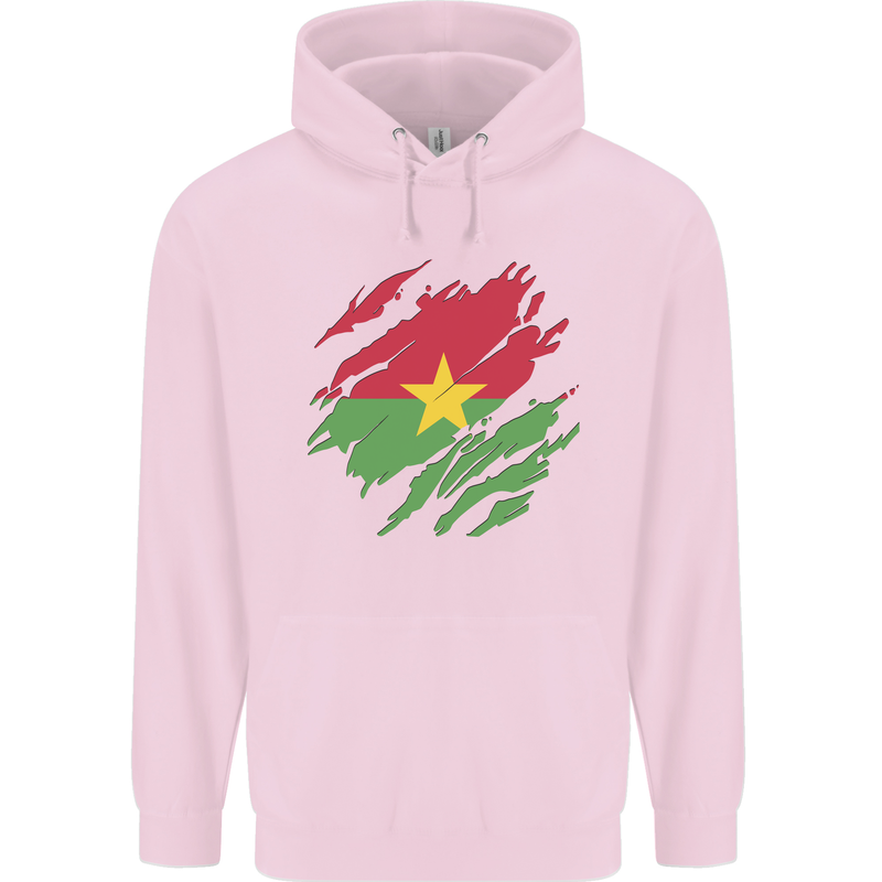 Torn Burkina Faso Flag Day Football Mens 80% Cotton Hoodie Light Pink