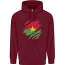 Torn Burkina Faso Flag Day Football Mens 80% Cotton Hoodie Maroon