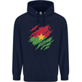 Torn Burkina Faso Flag Day Football Mens 80% Cotton Hoodie Navy Blue