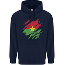 Torn Burkina Faso Flag Day Football Mens 80% Cotton Hoodie Navy Blue