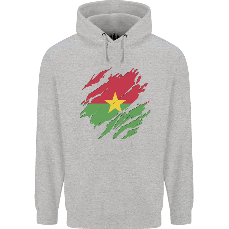 Torn Burkina Faso Flag Day Football Mens 80% Cotton Hoodie Sports Grey