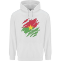 Torn Burkina Faso Flag Day Football Mens 80% Cotton Hoodie White