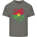 Torn Burkina Faso Flag Day Football Mens Cotton T-Shirt Tee Top Charcoal