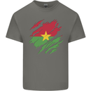 Torn Burkina Faso Flag Day Football Mens Cotton T-Shirt Tee Top Charcoal