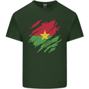 Torn Burkina Faso Flag Day Football Mens Cotton T-Shirt Tee Top Forest Green