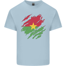 Torn Burkina Faso Flag Day Football Mens Cotton T-Shirt Tee Top Light Blue