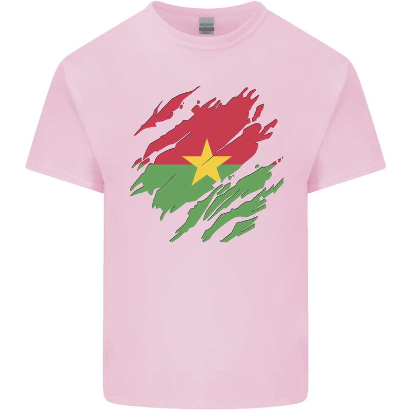 Torn Burkina Faso Flag Day Football Mens Cotton T-Shirt Tee Top Light Pink