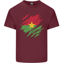 Torn Burkina Faso Flag Day Football Mens Cotton T-Shirt Tee Top Maroon