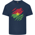 Torn Burkina Faso Flag Day Football Mens Cotton T-Shirt Tee Top Navy Blue