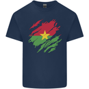 Torn Burkina Faso Flag Day Football Mens Cotton T-Shirt Tee Top Navy Blue
