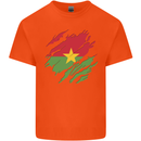 Torn Burkina Faso Flag Day Football Mens Cotton T-Shirt Tee Top Orange