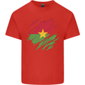 Torn Burkina Faso Flag Day Football Mens Cotton T-Shirt Tee Top Red