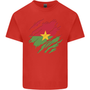 Torn Burkina Faso Flag Day Football Mens Cotton T-Shirt Tee Top Red