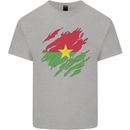 Torn Burkina Faso Flag Day Football Mens Cotton T-Shirt Tee Top Sports Grey
