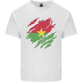 Torn Burkina Faso Flag Day Football Mens Cotton T-Shirt Tee Top White