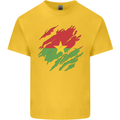 Torn Burkina Faso Flag Day Football Mens Cotton T-Shirt Tee Top Yellow