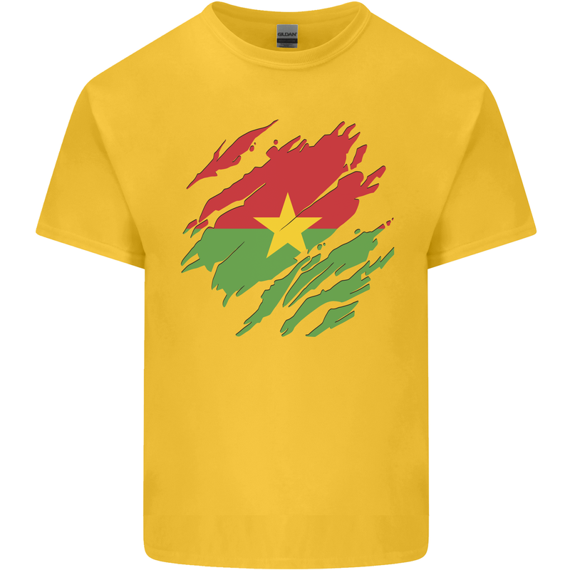Torn Burkina Faso Flag Day Football Mens Cotton T-Shirt Tee Top Yellow