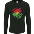 Torn Burkina Faso Flag Day Football Mens Long Sleeve T-Shirt Black