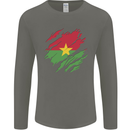 Torn Burkina Faso Flag Day Football Mens Long Sleeve T-Shirt Charcoal