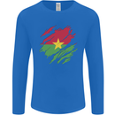 Torn Burkina Faso Flag Day Football Mens Long Sleeve T-Shirt Royal Blue