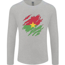 Torn Burkina Faso Flag Day Football Mens Long Sleeve T-Shirt Sports Grey