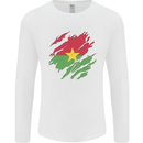 Torn Burkina Faso Flag Day Football Mens Long Sleeve T-Shirt White