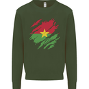 Torn Burkina Faso Flag Day Football Mens Sweatshirt Jumper Forest Green
