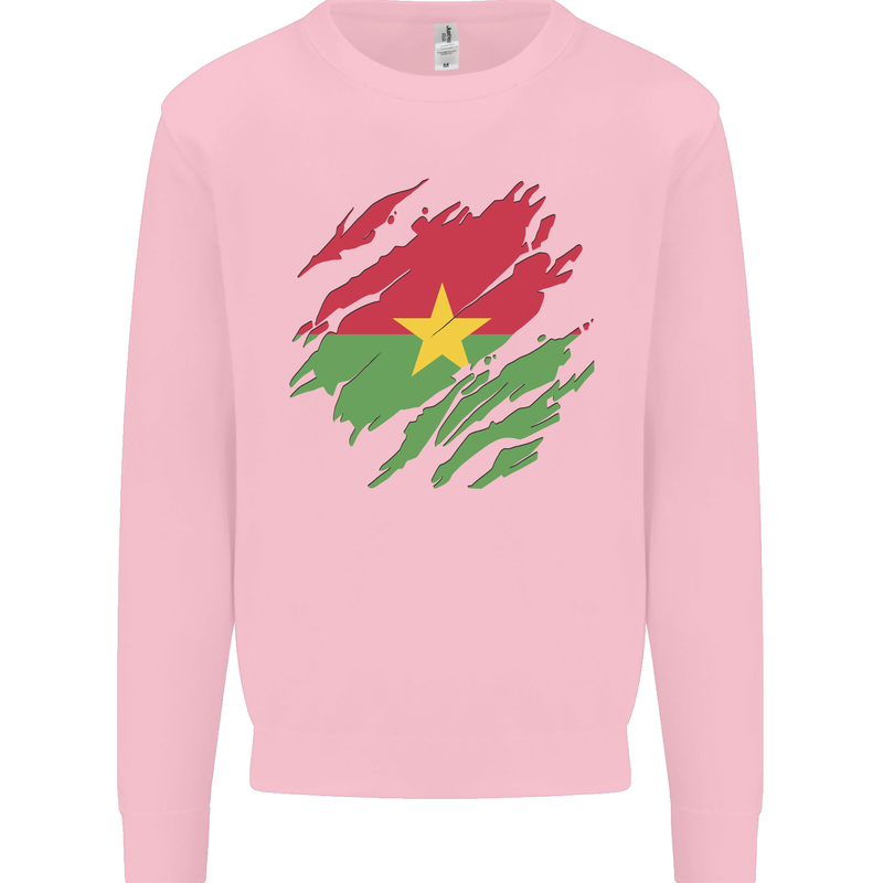 Torn Burkina Faso Flag Day Football Mens Sweatshirt Jumper Light Pink