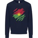Torn Burkina Faso Flag Day Football Mens Sweatshirt Jumper Navy Blue