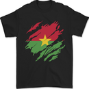 Torn Burkina Faso Flag Day Football Mens T-Shirt 100% Cotton Black