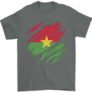 Torn Burkina Faso Flag Day Football Mens T-Shirt 100% Cotton Charcoal