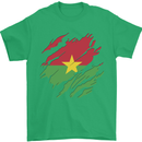 Torn Burkina Faso Flag Day Football Mens T-Shirt 100% Cotton Irish Green