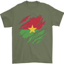 Torn Burkina Faso Flag Day Football Mens T-Shirt 100% Cotton Military Green