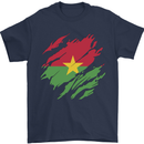 Torn Burkina Faso Flag Day Football Mens T-Shirt 100% Cotton Navy Blue