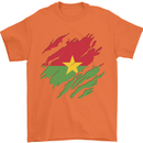 Torn Burkina Faso Flag Day Football Mens T-Shirt 100% Cotton Orange