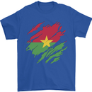 Torn Burkina Faso Flag Day Football Mens T-Shirt 100% Cotton Royal Blue