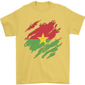 Torn Burkina Faso Flag Day Football Mens T-Shirt 100% Cotton Yellow
