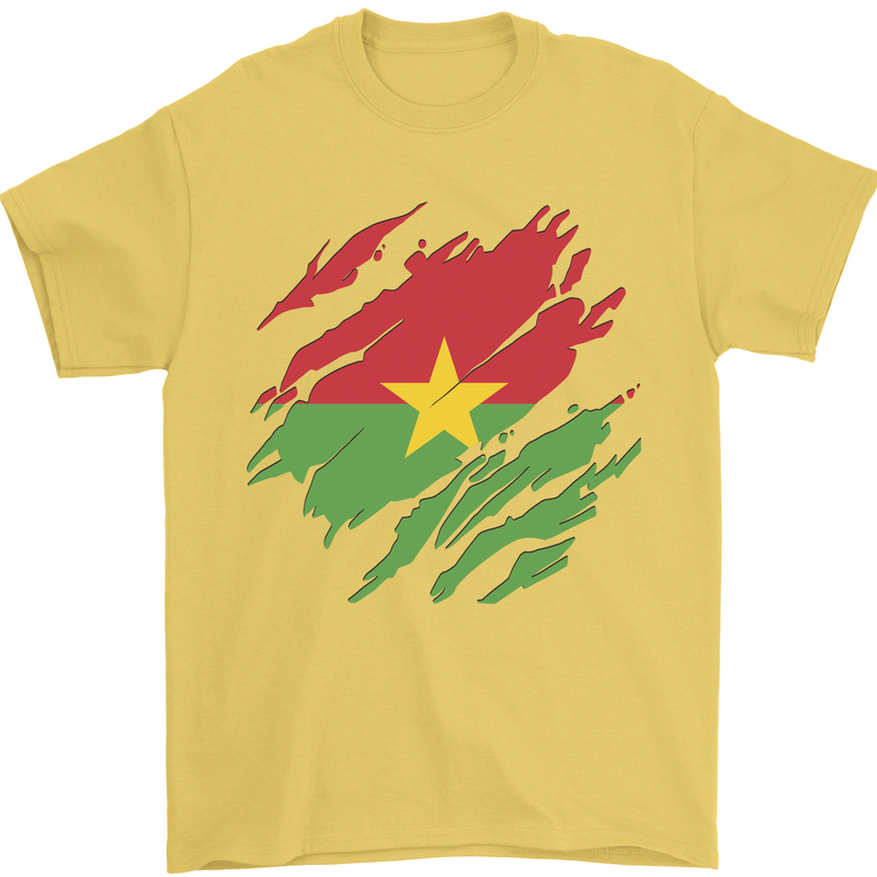 Torn Burkina Faso Flag Day Football Mens T-Shirt 100% Cotton Yellow