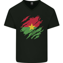 Torn Burkina Faso Flag Day Football Mens V-Neck Cotton T-Shirt Black