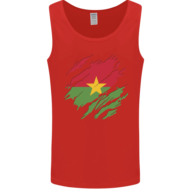 Torn Burkina Faso Flag Day Football Mens Vest Tank Top Red